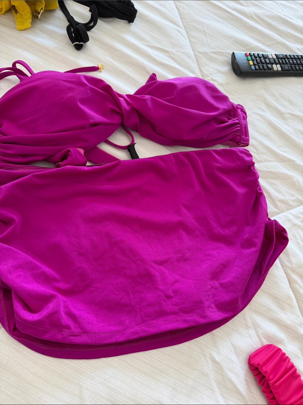 Fuchsia Women's Bandeau Swim Top and Skirt Set